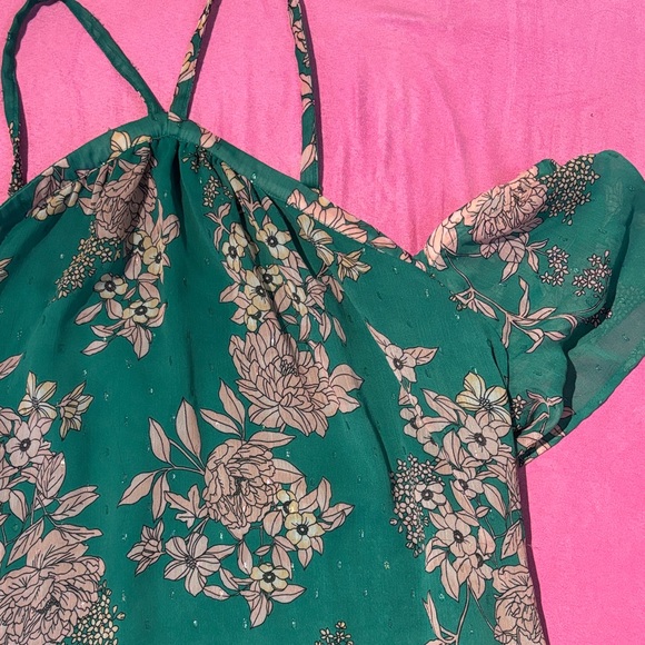 Torrid Teal Floral Off-Shoulder Blouse - Picture 2 of 3